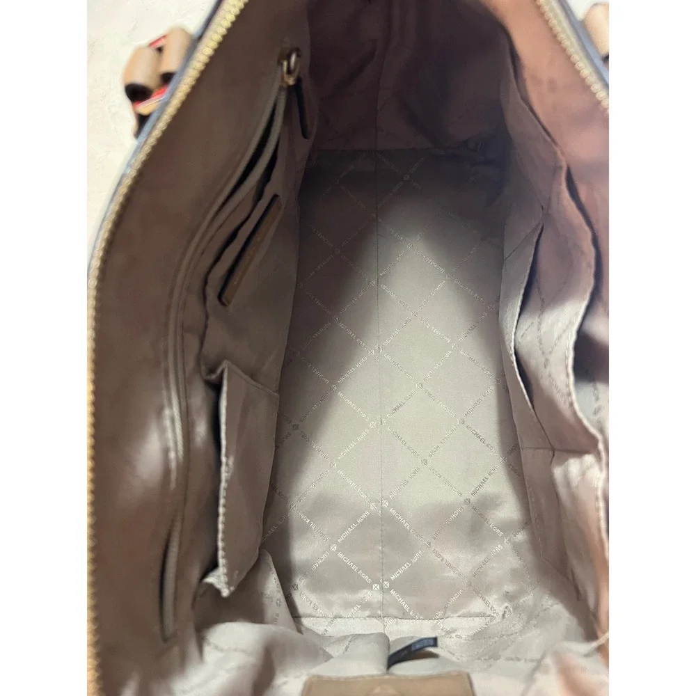 Michael Kors Saffiano Leather Satchel Bag Tan Gold Hardware Crossbody 30S4GTVS6L